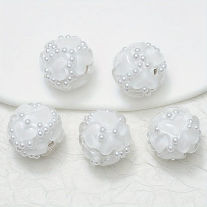 20pcs 20MM Heart Glass Rhinestones Pearls Polymer Clay Beads Round For Pen Decorate DIY Jewelry Keychain Necklace Making