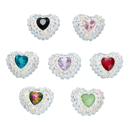 20pcs Heart Polymer Clay Beads Love Heart Glass Crystal Rhinestones Pearl，for Pen Decorate DIY Jewelry Keychain Necklace Making
