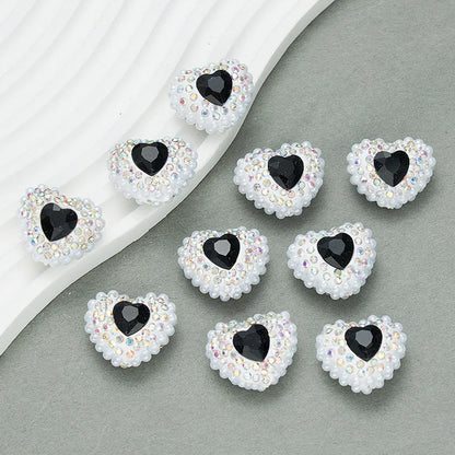 20pcs Heart Polymer Clay Beads Love Heart Glass Crystal Rhinestones Pearl，for Pen Decorate DIY Jewelry Keychain Necklace Making