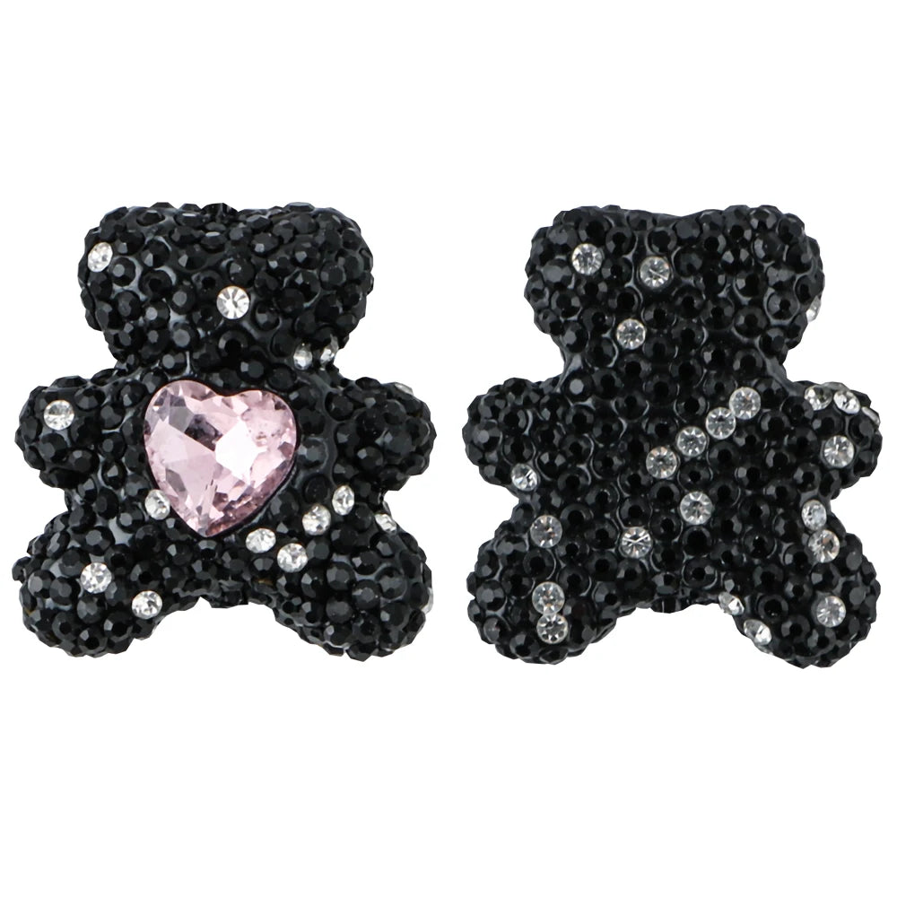 3pcs Love Crystal Rhinestones Colorful Bow Classic Straight Hole Beads DIY Phone Keychain Necklace Accessories