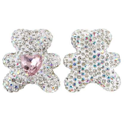 3pcs Love Crystal Rhinestones Colorful Bow Classic Straight Hole Beads DIY Phone Keychain Necklace Accessories