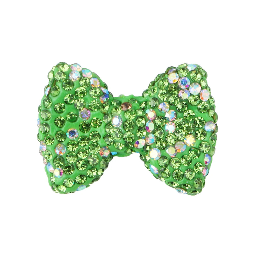 3pcs Love Crystal Rhinestones Colorful Bow Classic Straight Hole Beads DIY Phone Keychain Necklace Accessories