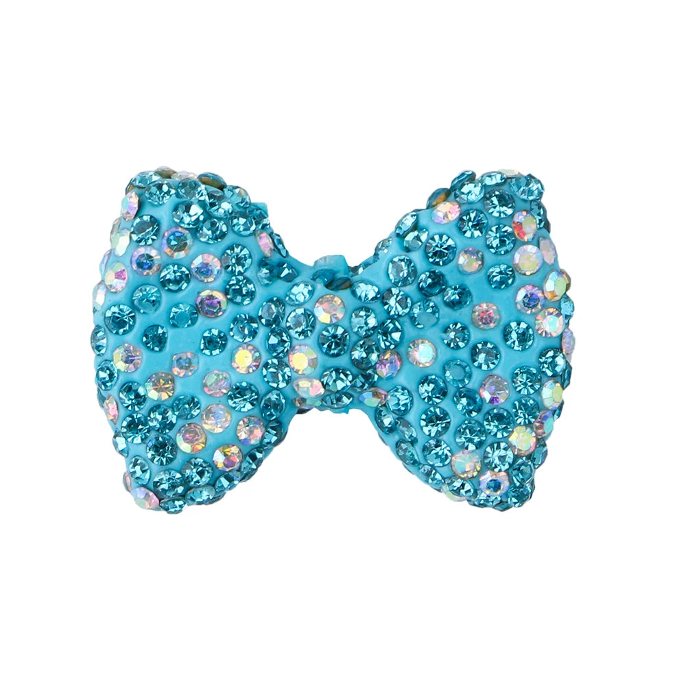 3pcs Love Crystal Rhinestones Colorful Bow Classic Straight Hole Beads DIY Phone Keychain Necklace Accessories