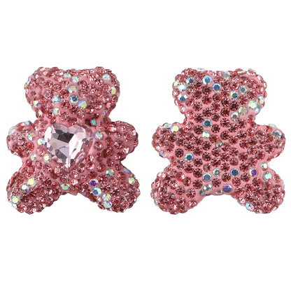 3pcs Love Crystal Rhinestones Colorful Bow Classic Straight Hole Beads DIY Phone Keychain Necklace Accessories