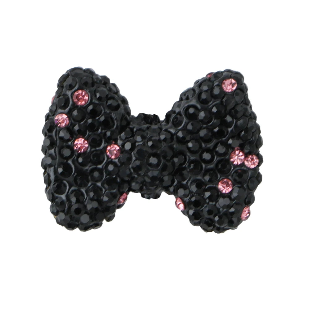 3pcs Love Crystal Rhinestones Colorful Bow Classic Straight Hole Beads DIY Phone Keychain Necklace Accessories