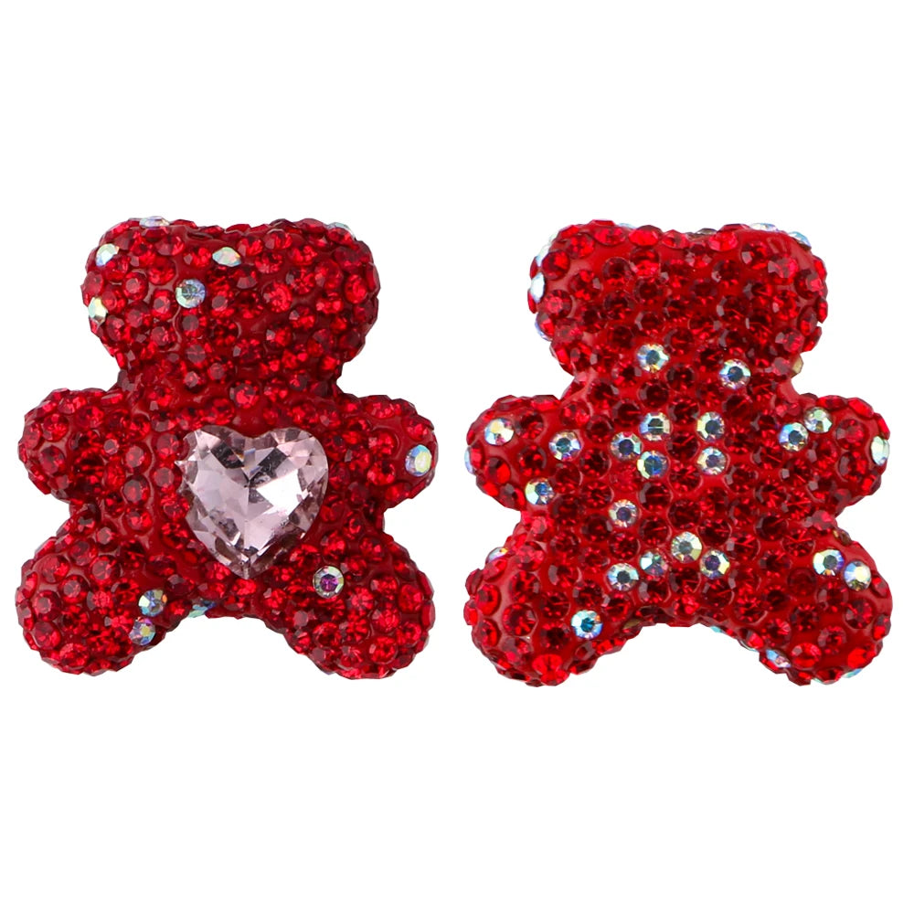 3pcs Love Crystal Rhinestones Colorful Bow Classic Straight Hole Beads DIY Phone Keychain Necklace Accessories