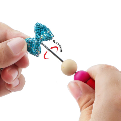 3pcs Love Crystal Rhinestones Colorful Bow Classic Straight Hole Beads DIY Phone Keychain Necklace Accessories