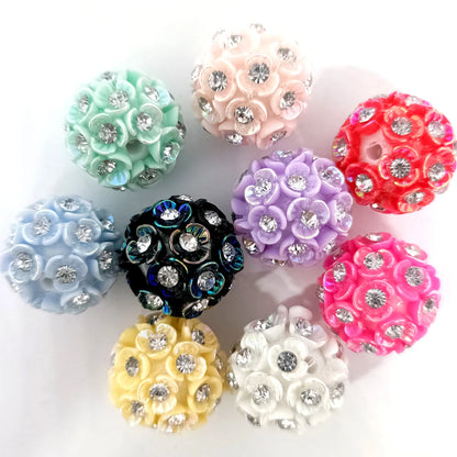 25pcs 20mm Straight Hole Flower Ball beads Rose Color for Pen DIY Jewelry Accessories
