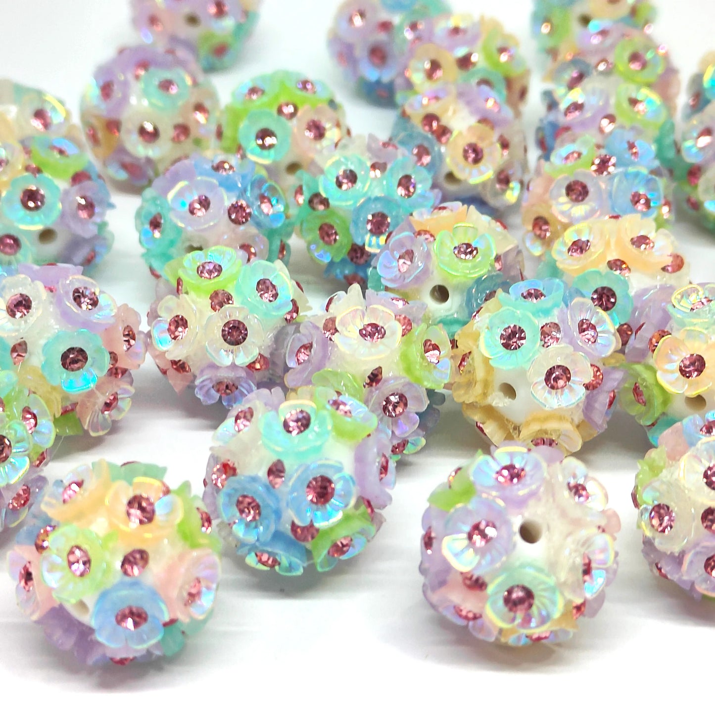 25pcs 20mm Straight Hole Flower Ball beads Rose Color for Pen DIY Jewelry Accessories