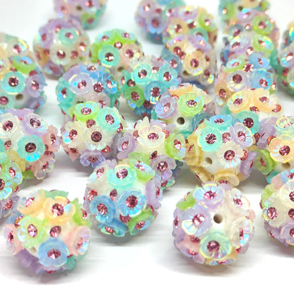4pcs 20mm Straight Hole Flower Ball beads Rose Color for Pen DIY Jewelry Accessories