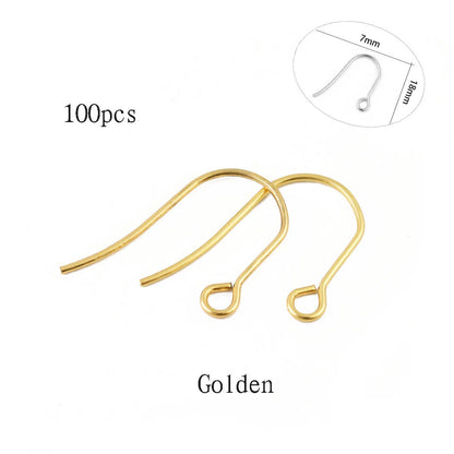 50-100pcs/lot Stainless Steel Earring Hooks Findings Earrings Clasps Ear WireEar Fittings For DIY Jewelry Making Accessories