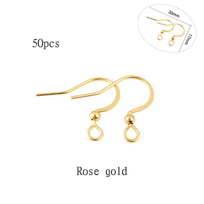 50-100pcs/lot Stainless Steel Earring Hooks Findings Earrings Clasps Ear WireEar Fittings For DIY Jewelry Making Accessories