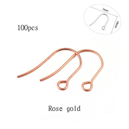 50-100pcs/lot Stainless Steel Earring Hooks Findings Earrings Clasps Ear WireEar Fittings For DIY Jewelry Making Accessories