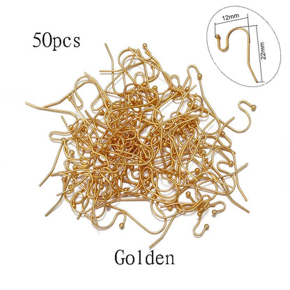 50-100pcs/lot Stainless Steel Earring Hooks Findings Earrings Clasps Ear WireEar Fittings For DIY Jewelry Making Accessories