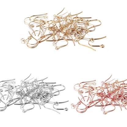 50-100pcs/lot Stainless Steel Earring Hooks Findings Earrings Clasps Ear WireEar Fittings For DIY Jewelry Making Accessories