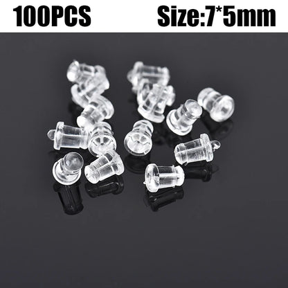 500pcs Ear Plug Box Clear Silicone Rubber Alloy Earring Clasp Earrings Accessories Kit DIY Jewelry Making Ears Hook Findings
