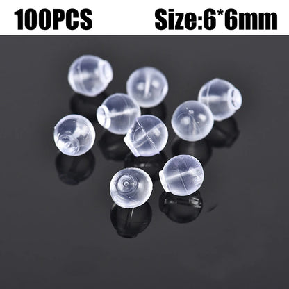 500pcs Ear Plug Box Clear Silicone Rubber Alloy Earring Clasp Earrings Accessories Kit DIY Jewelry Making Ears Hook Findings