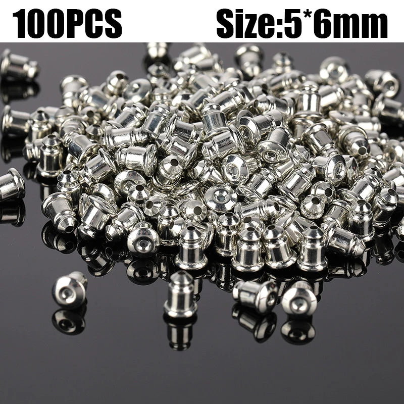 500pcs Ear Plug Box Clear Silicone Rubber Alloy Earring Clasp Earrings Accessories Kit DIY Jewelry Making Ears Hook Findings