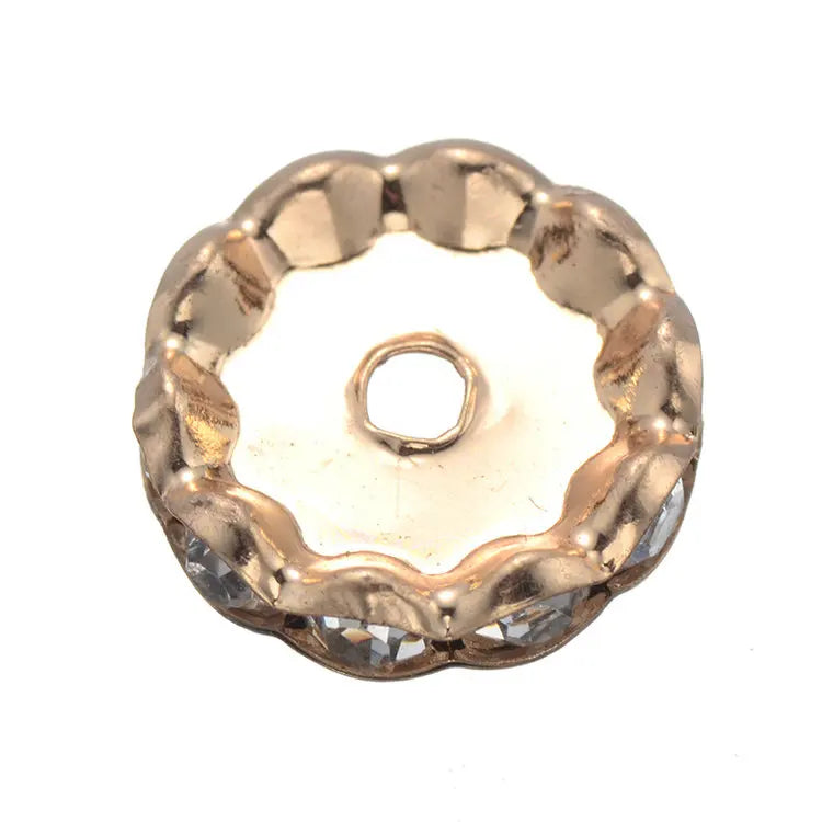 50PCS 15mm Cz Rhinestone Small Hole Round Spacers For Handmade Beading Jewelry Making