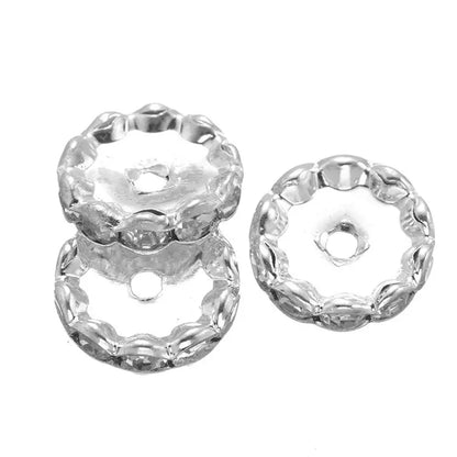 50PCS 15mm Cz Rhinestone Small Hole Round Spacers For Handmade Beading Jewelry Making