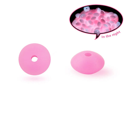 50Pcs 12MM Luminous Silicone Lentil Beads Glow In The Dark Loose Spacer Bead DIY Bracelet Necklace For Jewelry Making