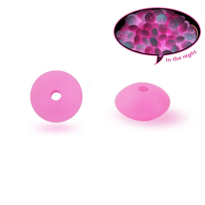 50Pcs 12MM Luminous Silicone Lentil Beads Glow In The Dark Loose Spacer Bead DIY Bracelet Necklace For Jewelry Making