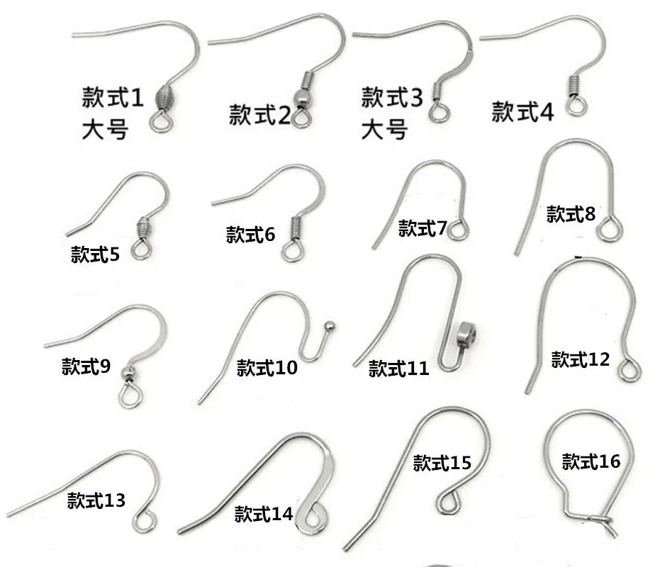 50Pcs Hypoallergenic Surgical Stainless Steel Multi Design Blank Ear Wire Fish Hooks for DIY Earring Jewelry Making Findings