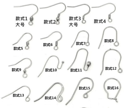 50Pcs Hypoallergenic Surgical Stainless Steel Multi Design Blank Ear Wire Fish Hooks for DIY Earring Jewelry Making Findings