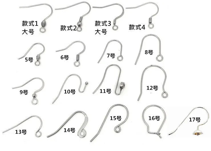 50Pcs Hypoallergenic Surgical Stainless Steel Multi Design Blank Ear Wire Fish Hooks for DIY Earring Jewelry Making Findings