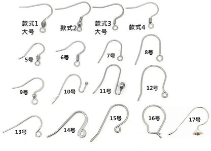 50Pcs Hypoallergenic Surgical Stainless Steel Multi Design Blank Ear Wire Fish Hooks for DIY Earring Jewelry Making Findings