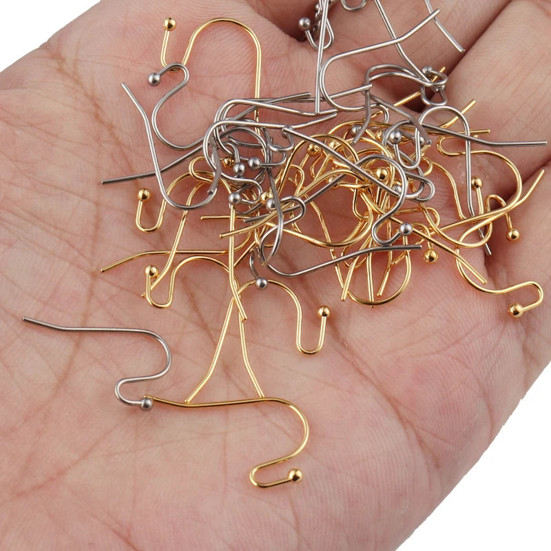 50pcs 316 Stainless Steel Earring Hooks French Earrings DIY Earring Clasp Findings Supplies For Jewelry Making Wholesale Parts