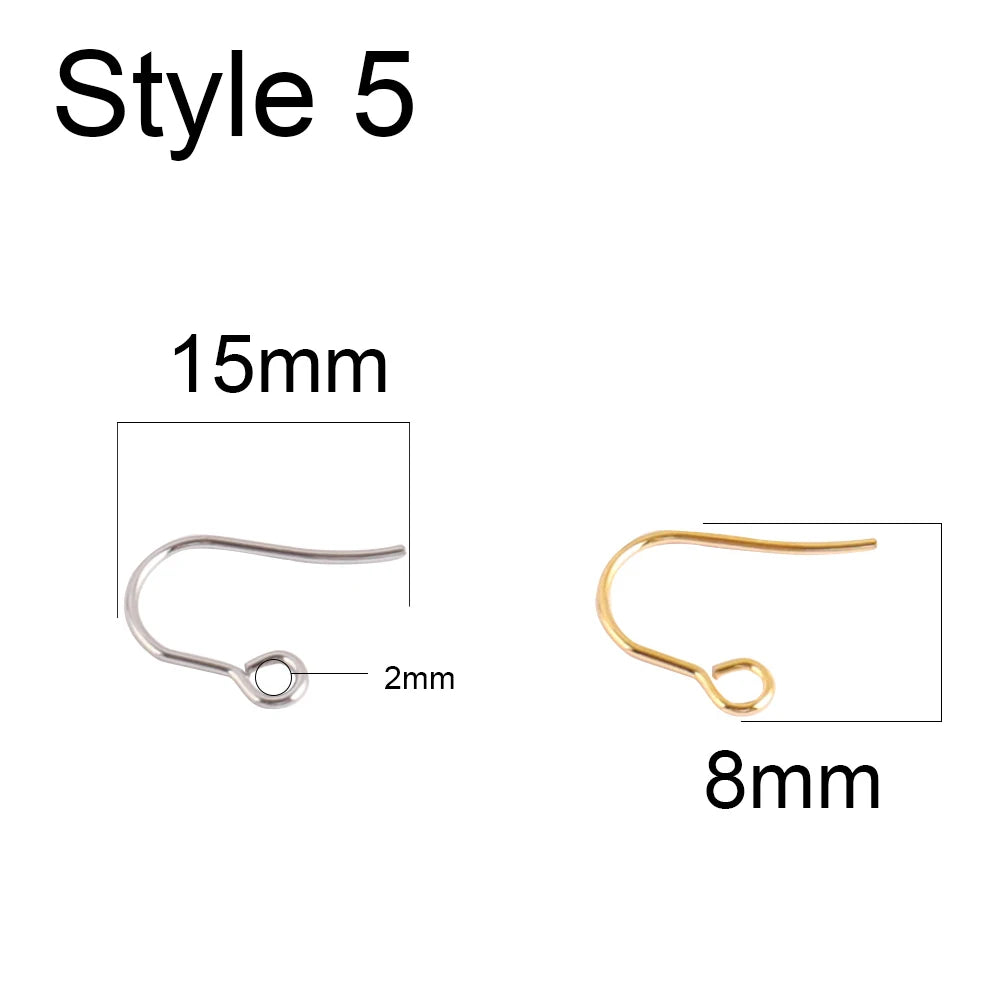 50pcs 316 Stainless Steel Earring Hooks French Earrings DIY Earring Clasp Findings Supplies For Jewelry Making Wholesale Parts