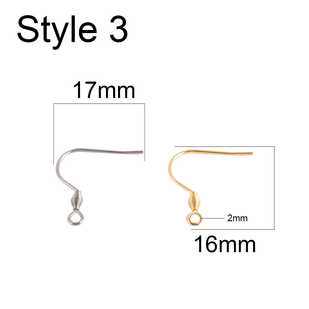 50pcs 316 Stainless Steel Earring Hooks French Earrings DIY Earring Clasp Findings Supplies For Jewelry Making Wholesale Parts