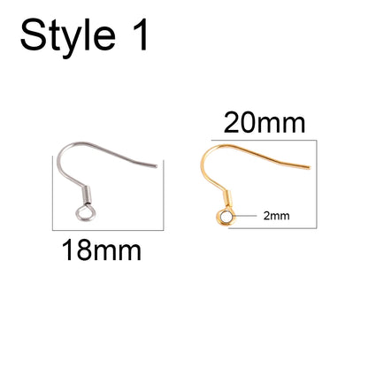 50pcs 316 Stainless Steel Earring Hooks French Earrings DIY Earring Clasp Findings Supplies For Jewelry Making Wholesale Parts