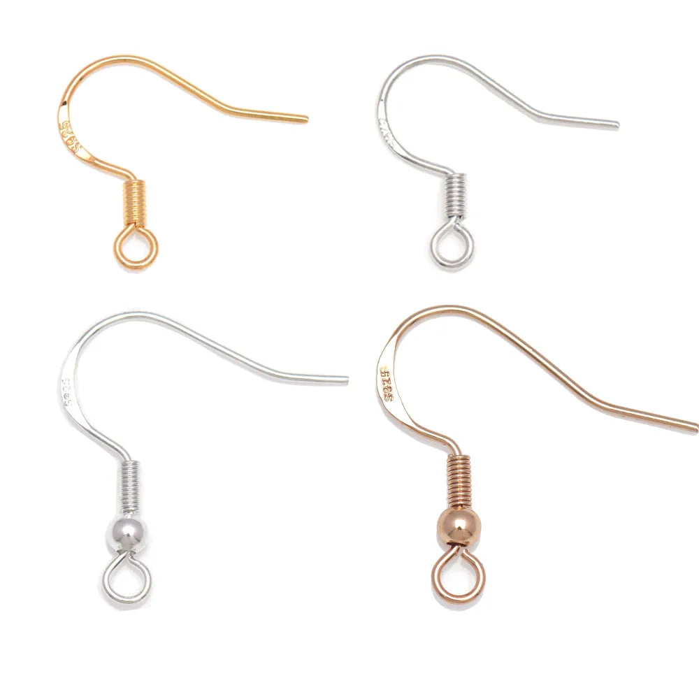 50pcs 925 Silver Plated Earring Hooks, Hypoallergenic Fish Hook DIY Earring Findings Jewelry Making Supplies