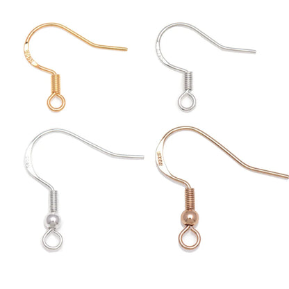 50pcs 925 Silver Plated Earring Hooks, Hypoallergenic Fish Hook DIY Earring Findings Jewelry Making Supplies