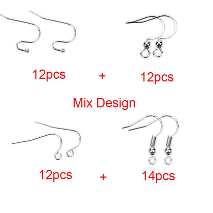 50pcs Hypoallergenic Stainless Steel Earrings Hooks Nickel Free Anti Allergy Earring Clasp Wire For Diy Jewelry Findings Making