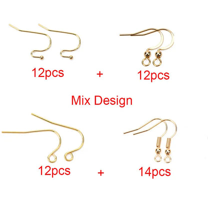50pcs Hypoallergenic Stainless Steel Earrings Hooks Nickel Free Anti Allergy Earring Clasp Wire For Diy Jewelry Findings Making