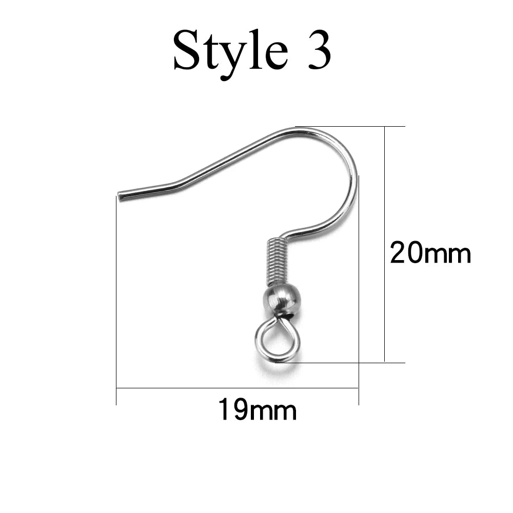 50pcs/Lot Hypoallergenic Stainless Steel Earring Hooks For Jewelry Making Ear Hook Diy Earrings Earwire Clasps Accessories