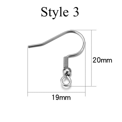 50pcs/Lot Hypoallergenic Stainless Steel Earring Hooks For Jewelry Making Ear Hook Diy Earrings Earwire Clasps Accessories