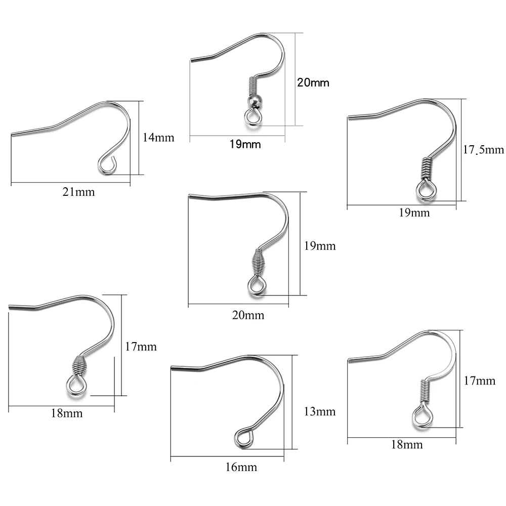 50pcs/Lot Hypoallergenic Stainless Steel Earring Hooks For Jewelry Making Ear Hook Diy Earrings Earwire Clasps Accessories
