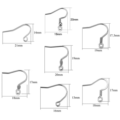 50pcs/Lot Hypoallergenic Stainless Steel Earring Hooks For Jewelry Making Ear Hook Diy Earrings Earwire Clasps Accessories
