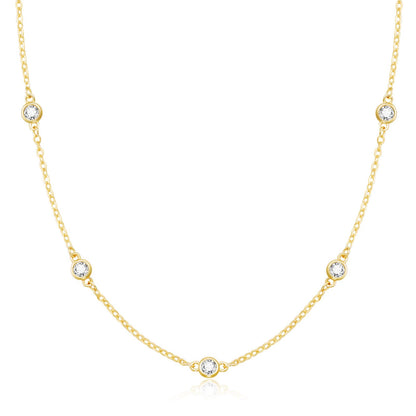 Dainty Silver Gold Necklaces for Women Cute Station Choker Simulated Diamond Necklace Simple Layering CZ Necklace Trendy Jewelry Gifts