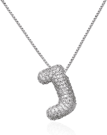 Bubble Letter Necklace Balloon Initial Necklaces for Women Dainty Alphabet Pendant 14K Gold Plated Puffy Name Personalized Jewelry