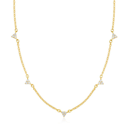 Dainty Silver Gold Necklaces for Women Cute Station Choker Simulated Diamond Necklace Simple Layering CZ Necklace Trendy Jewelry Gifts