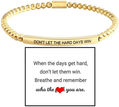 Dont Let The Hard Days Win Bracelet Inspire Beaded Bracelet Stainless Steel Tube Engraved Inspirational Bracelet for Women Men Inspirational Jewelry Gifts
