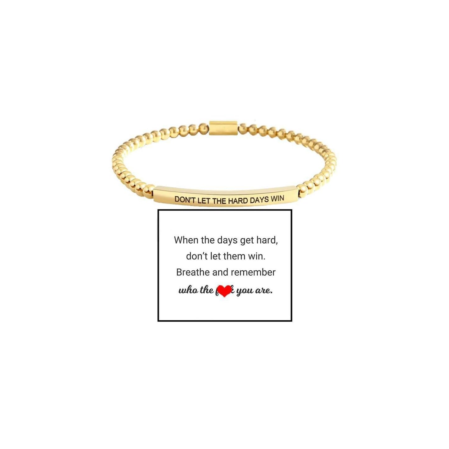 Dont Let The Hard Days Win Bracelet Inspire Beaded Bracelet Stainless Steel Tube Engraved Inspirational Bracelet for Women Men Inspirational Jewelry Gifts