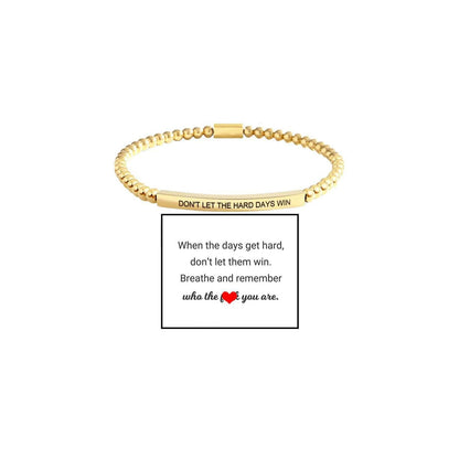 Dont Let The Hard Days Win Bracelet Inspire Beaded Bracelet Stainless Steel Tube Engraved Inspirational Bracelet for Women Men Inspirational Jewelry Gifts