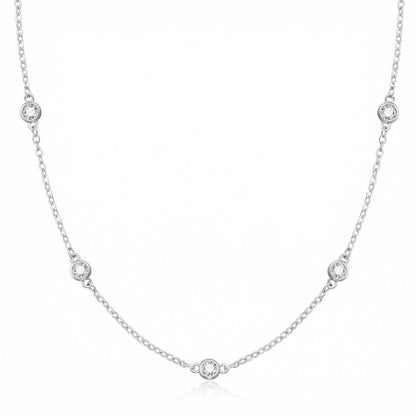Dainty Silver Gold Necklaces for Women Cute Station Choker Simulated Diamond Necklace Simple Layering CZ Necklace Trendy Jewelry Gifts