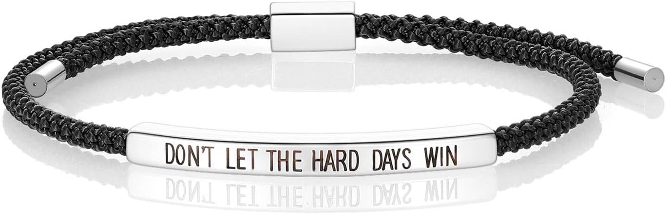 Dont Let The Hard Days Win Bracelet for Women Men, Handmade Braided Adjustable Wrap Stainless Steel To My Daughter/Best Friend Inspirational Gifts Ladies Jewelry